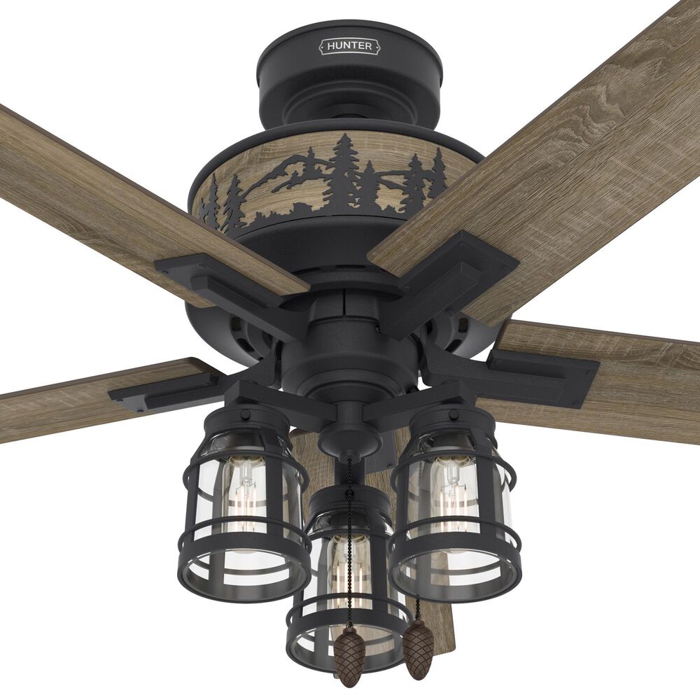 Hunter Mt. Vista 52&quot; Ceiling Fan with LED Lights in Natural Iron, , large