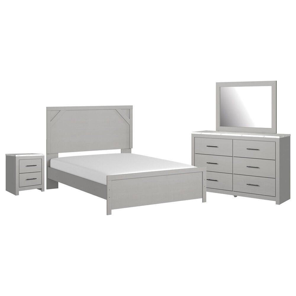 Signature Design by Ashley Cottonburg 4 Piece Queen Bedroom Set in Light Gray and White, , large