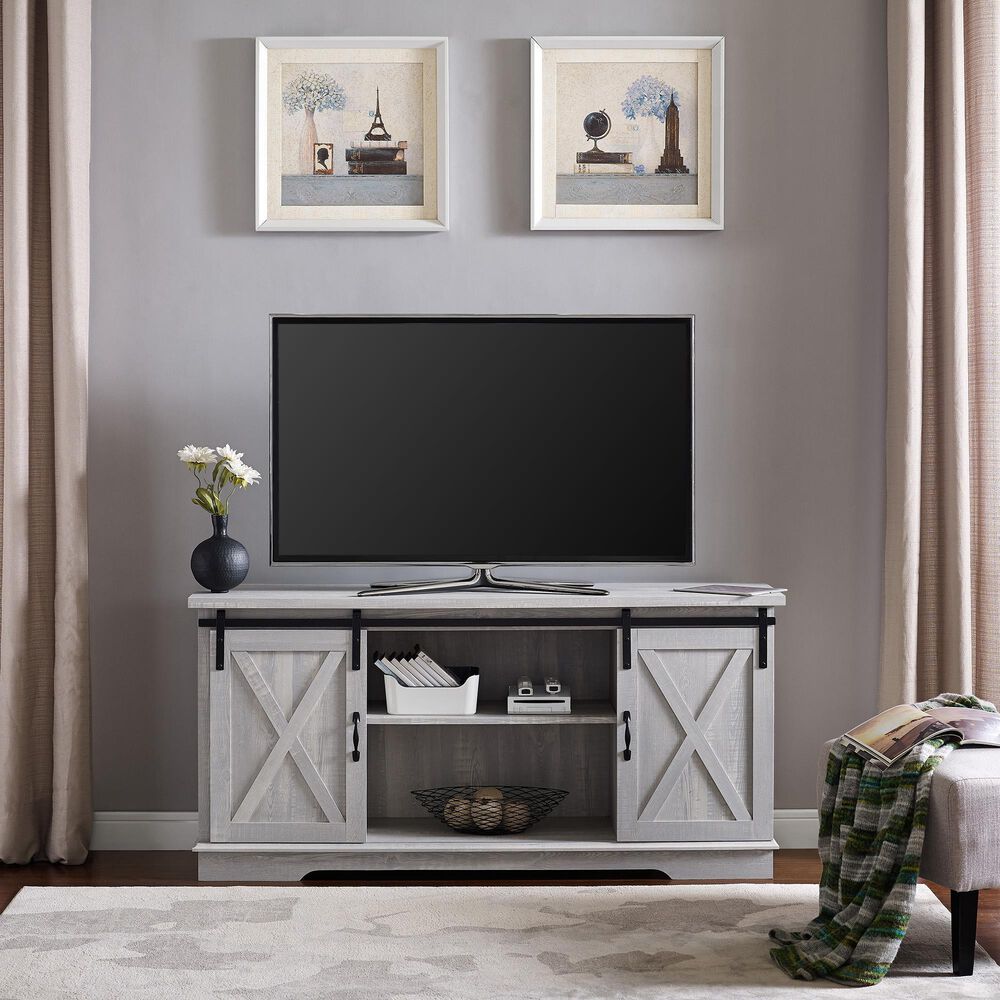 Walker Edison 58&quot; TV Stand in Stone Grey, , large