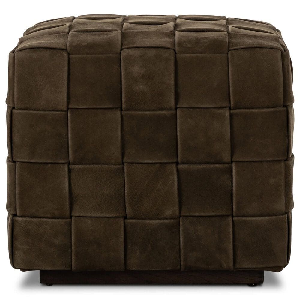 Four Hands Flores Ottoman in Nubuck Olive, , large