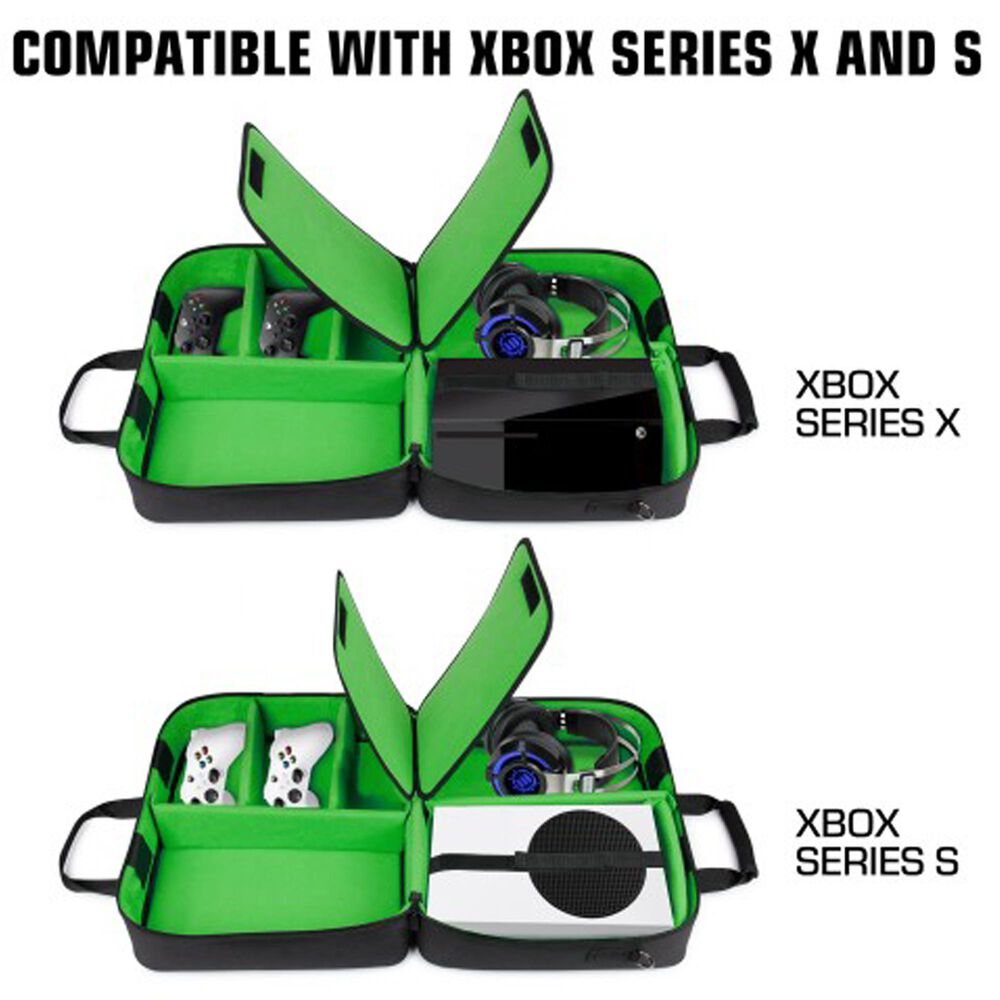 USA Gear S Series Console Case for Xbox Series S, Xbox X in Black and Green, , large