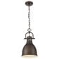 Golden Lighting Duncan 1-Light Small Pendant with Chain in Rubbed Bronze, , large