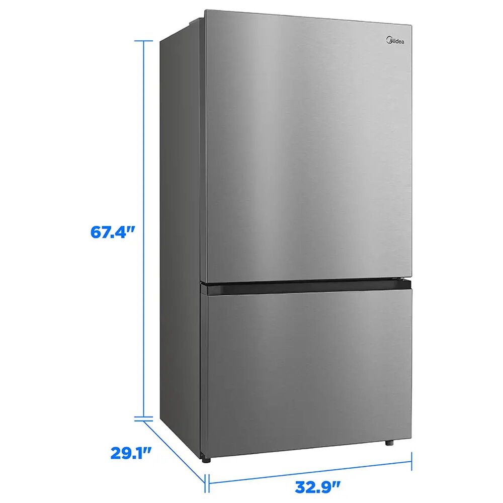 Midea 23 Cu. Ft. Counter-Depth Bottom-Freezer Refrigerator in Stainless Steel, , large