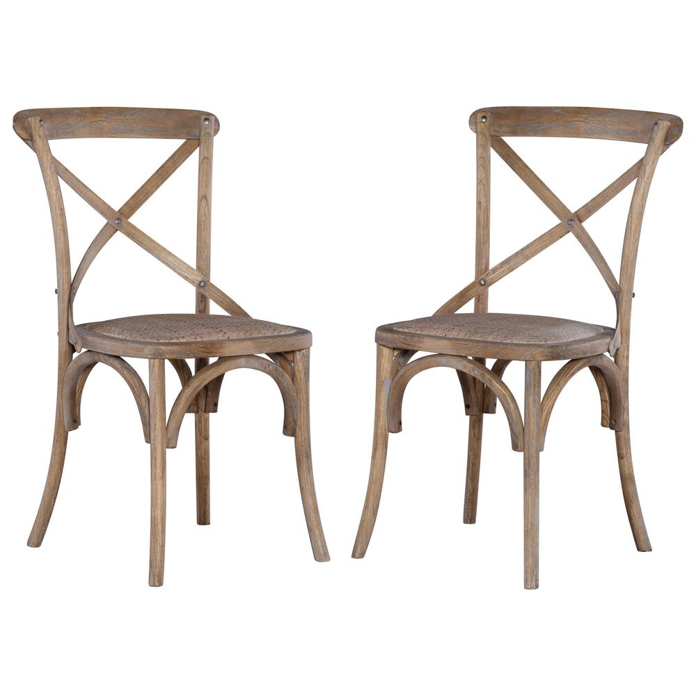 Linon Home Decor Helia Side Chair in Weathered Grey Wash (Set of 2), , large