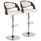 Lumisource Pino Adjustable Swivel Barstool with White Cushion in Chrome and Cherry (Set of 2), , large