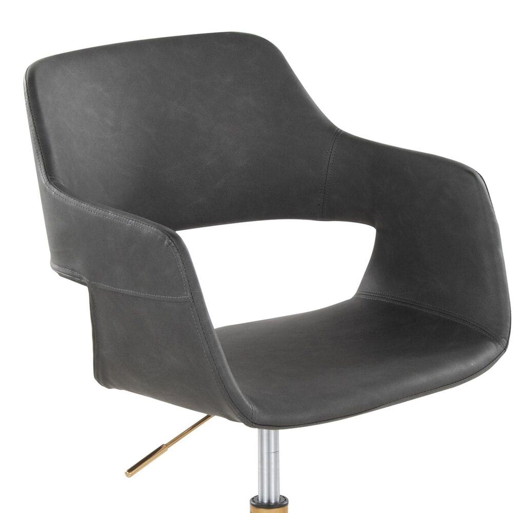 Lumisource Margarite Task Chair with Grey Faux Leather Cushion in Gold, , large