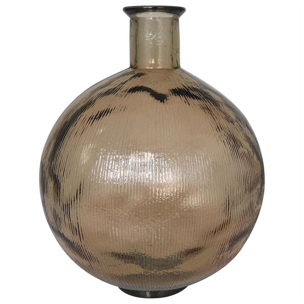 Maple and Jade Ribbed Decorative Vase in Tinted Brown, , large