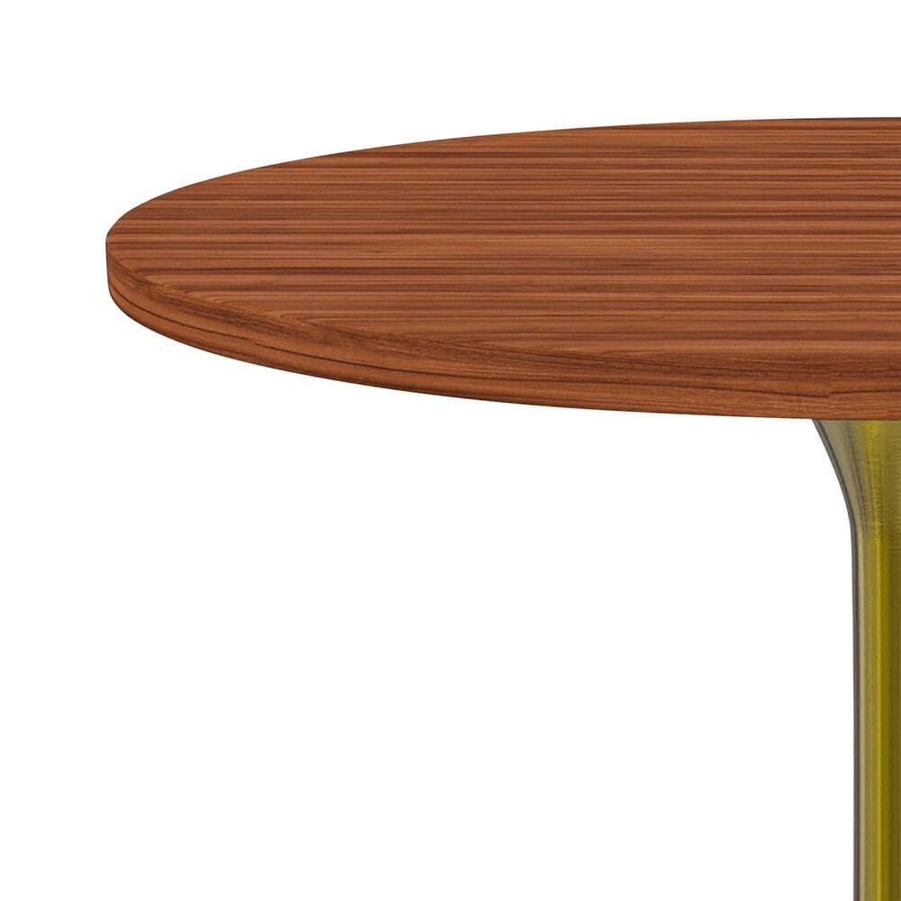 Leisuremod LeisureMod Verve Collection 36 Round Dining Table, Brushed Gold Base with Cognac Brown MDF Top, , large