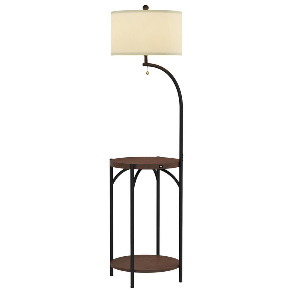 Timberlake Lavish Home Floor Lamp with End Table in Dark Brown, , large