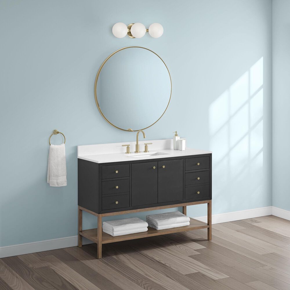 37B Isadore 48" Single Bathroom Vanity Cabinet in Tricorn Black and White Composite Stone Top and Backsplash, , large