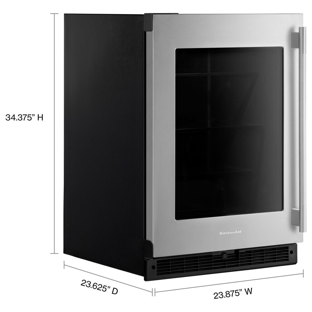 KitchenAid 5.2 Cu. Ft. Undercounter Refrigerator with Glass Door and Left Hinge in Black and Stainless Steel, , large