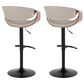 LumiSource Symphony Swivel Adjustable Bar Stool with Grey Upholstery in Walnut and Black (Set of 2), , large