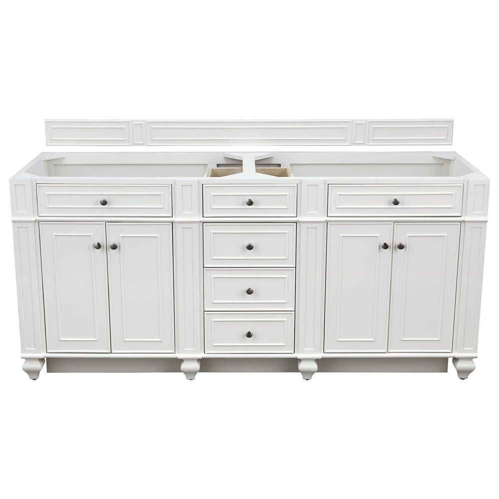 James Martin Vanities Bristol 72&quot; Double Bathroom Vanity in Bright White with 3 cm White Zeus Quartz Top and Rectangular Sinks, , large