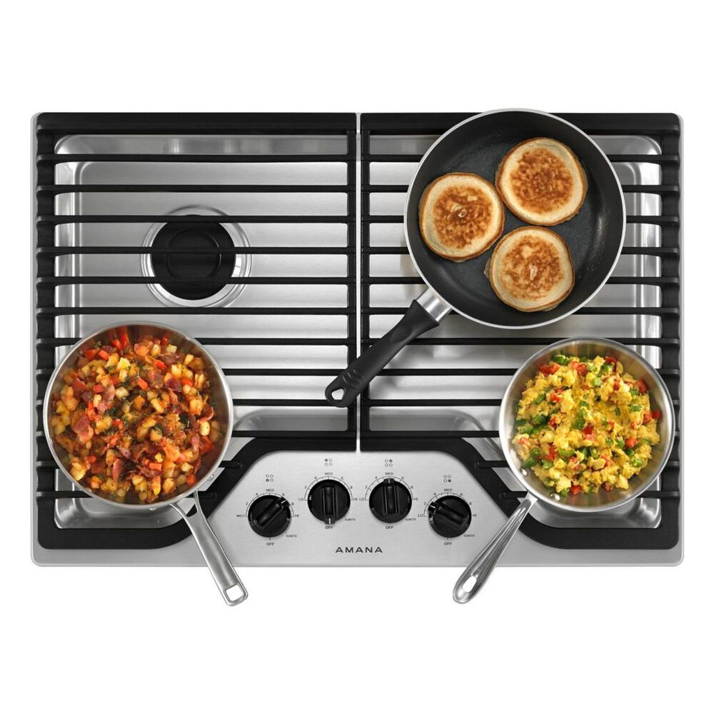 Amana 30" Gas Cooktop With 4 Burners in Stainless Steel Nebraska Furniture Mart