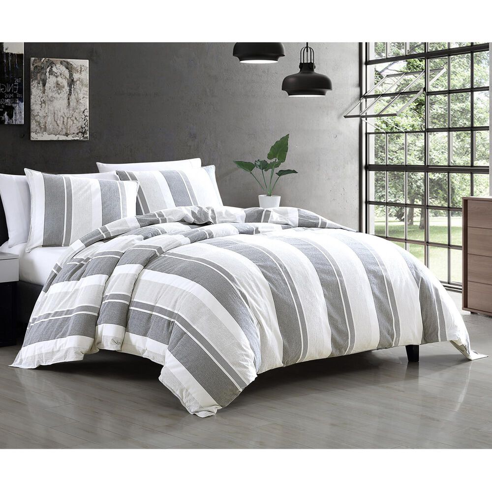 Hallmart Collectibles Vian 3-Piece Queen Comforter Set in Gray and Blue, , large
