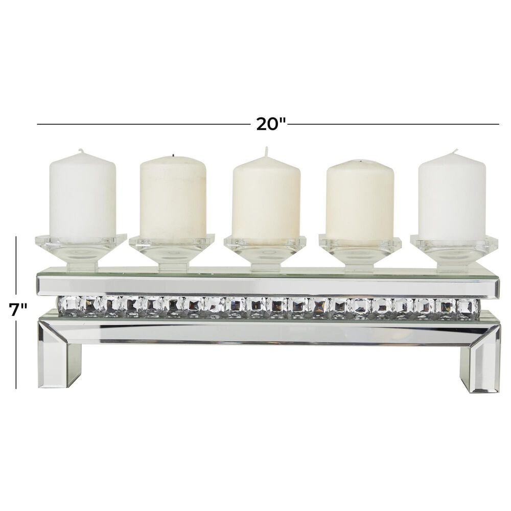 Maple and Jade 5-Plate Decorative Candelabra with Mirrored Accents in Silver and Clear, , large