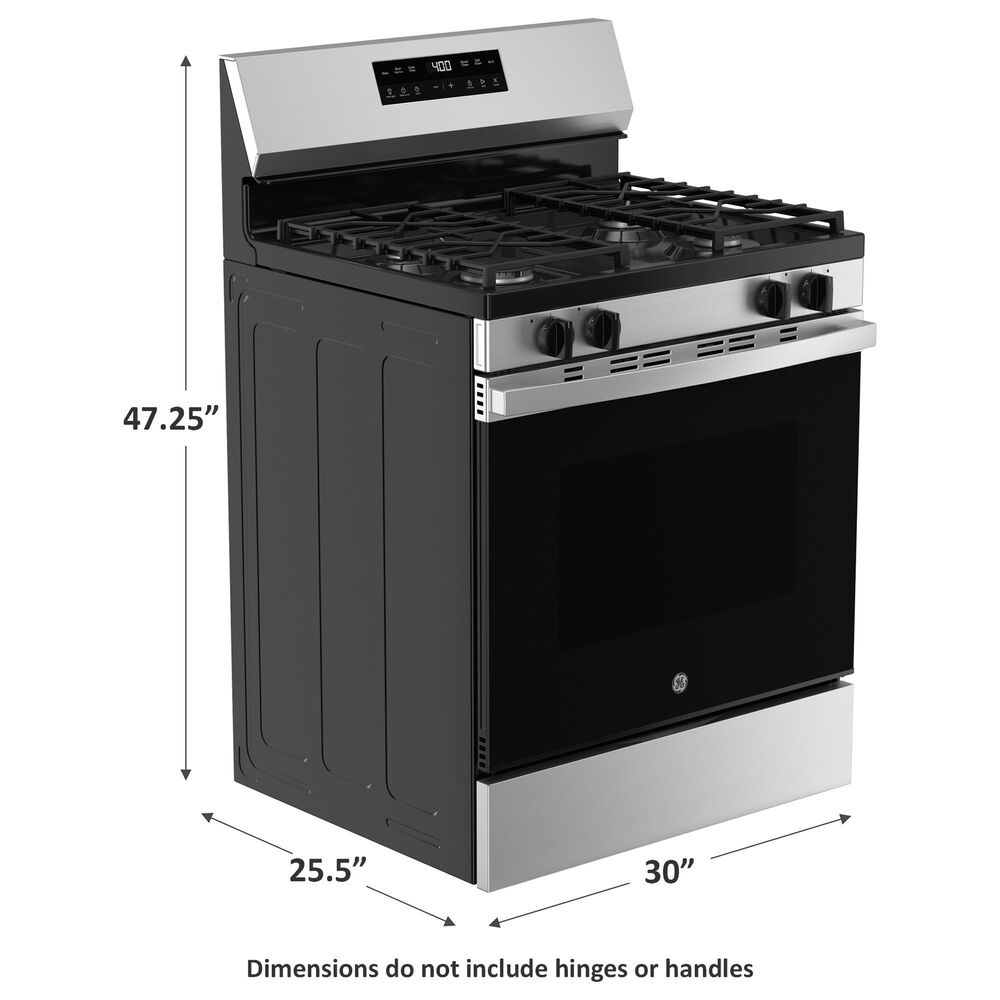 GE Appliances 30&quot; Freestanding Gas Range with Self-Clean and 4 Burners in Stainless Steel and Black, , large
