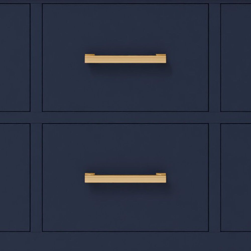 Lexora Home Castor 60" Double Bathroom Vanity in Blue with 2 cm White Carrara Marble Top and Rectangular Sinks, , large