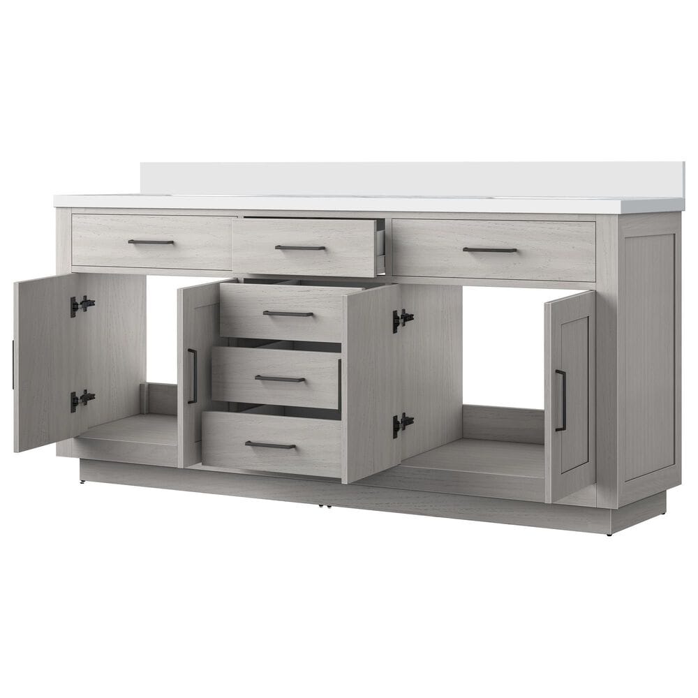 Lexora Home Abbey 72&quot; Double Bathroom Vanity in White Oak with 2 cm White Cultured Marble Top and Rectangular Sinks, , large