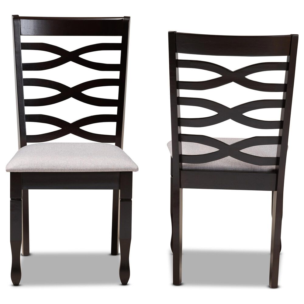 Baxton Studio Lanier Side Chair with Grey Cushion in Espresso Brown (Set of 2), , large