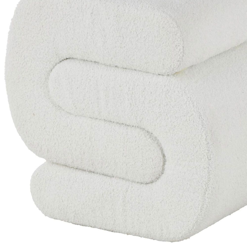 Maple and Jade 20" Boucle Accent Ottoman in White, , large