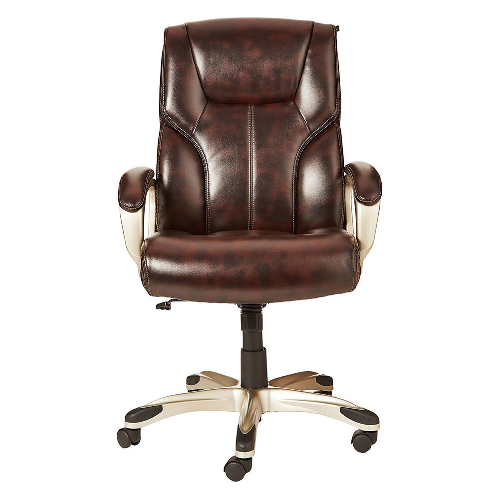 Global Seating Bonded Leather Executive Chair in Brown, , large