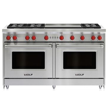 Wolf 60" Double Gas Range in Stainless Steel, , large