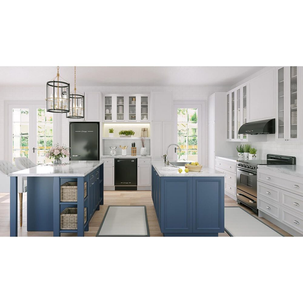 Unique Appliances Classic Retro 30" Radiant Electric Glass Top Convection Range in Midnight Black, , large