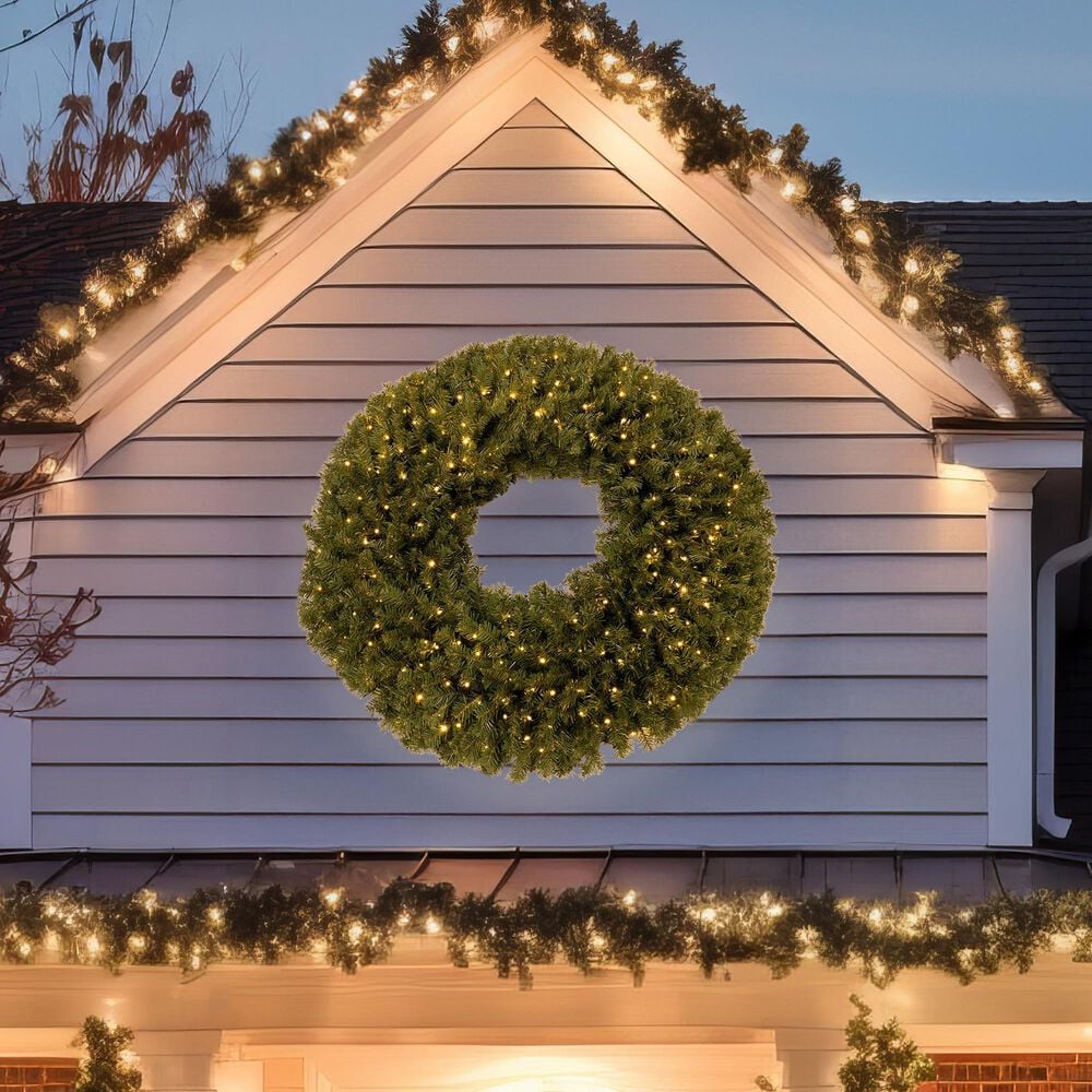 Timberlake 60&quot; Large Christmas Wreath with 300 LED Lights in Green, , large
