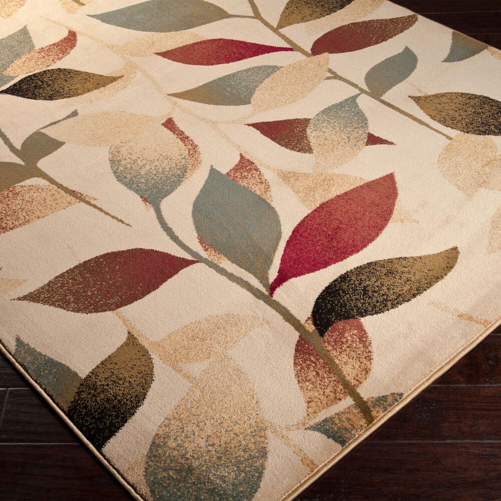 Surya Riley Light Green, Dark Brown, Olive, Red, Charcoal, Black and Mustard 6&#39;7&quot; x 9&#39;6&quot; Area Rug, , large