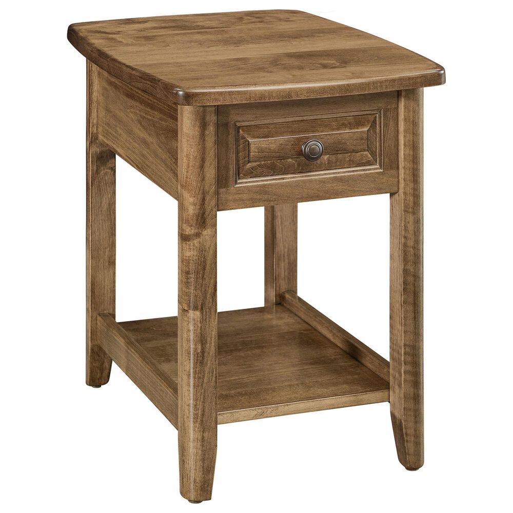 Archbold Furniture Carson 1-Drawer Chairside Table with Shelf in Bark, , large