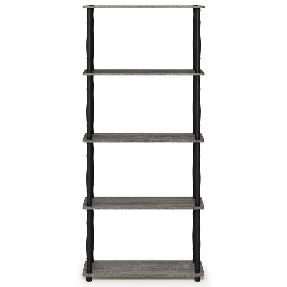 HOMLUX Turn-N-Tube 5-Tier Open Storage Bookshelf in French Oak and Black, , large