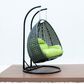 Leisuremod Patio 2-Seat Hanging Egg Swing Chair with Light Green Cushion in Charcoal, , large