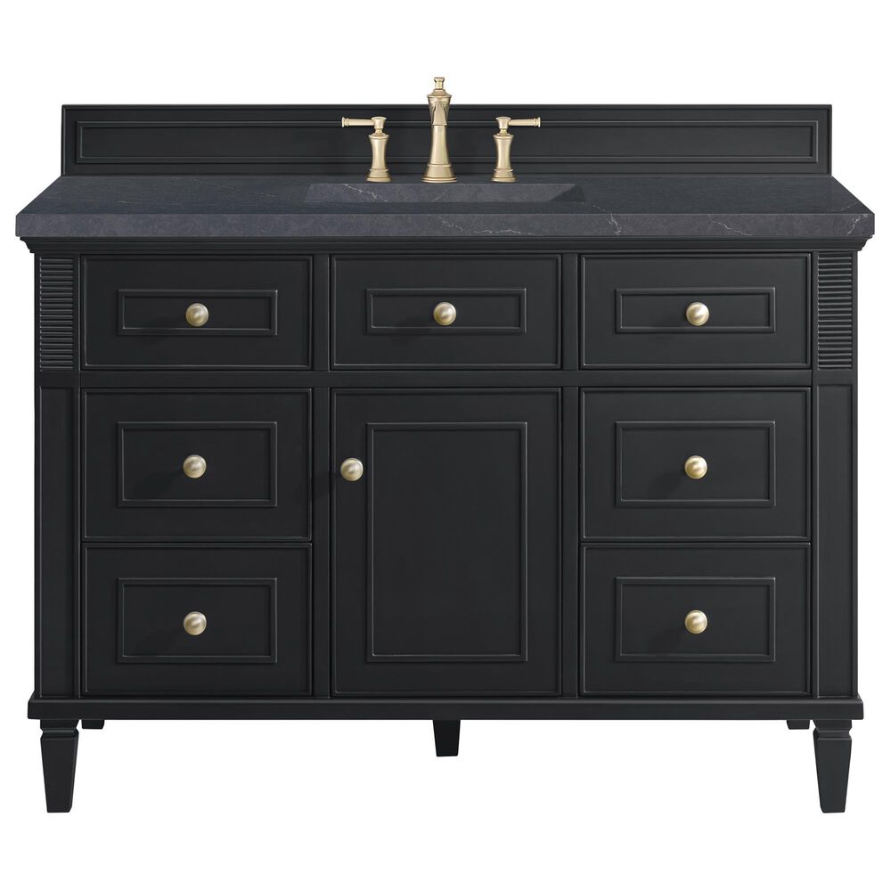 James Martin Vanities Lorelai 48&quot; Single Vanity in Black Onyx with 3 cm Charcoal Soapstone Quartz Top, , large