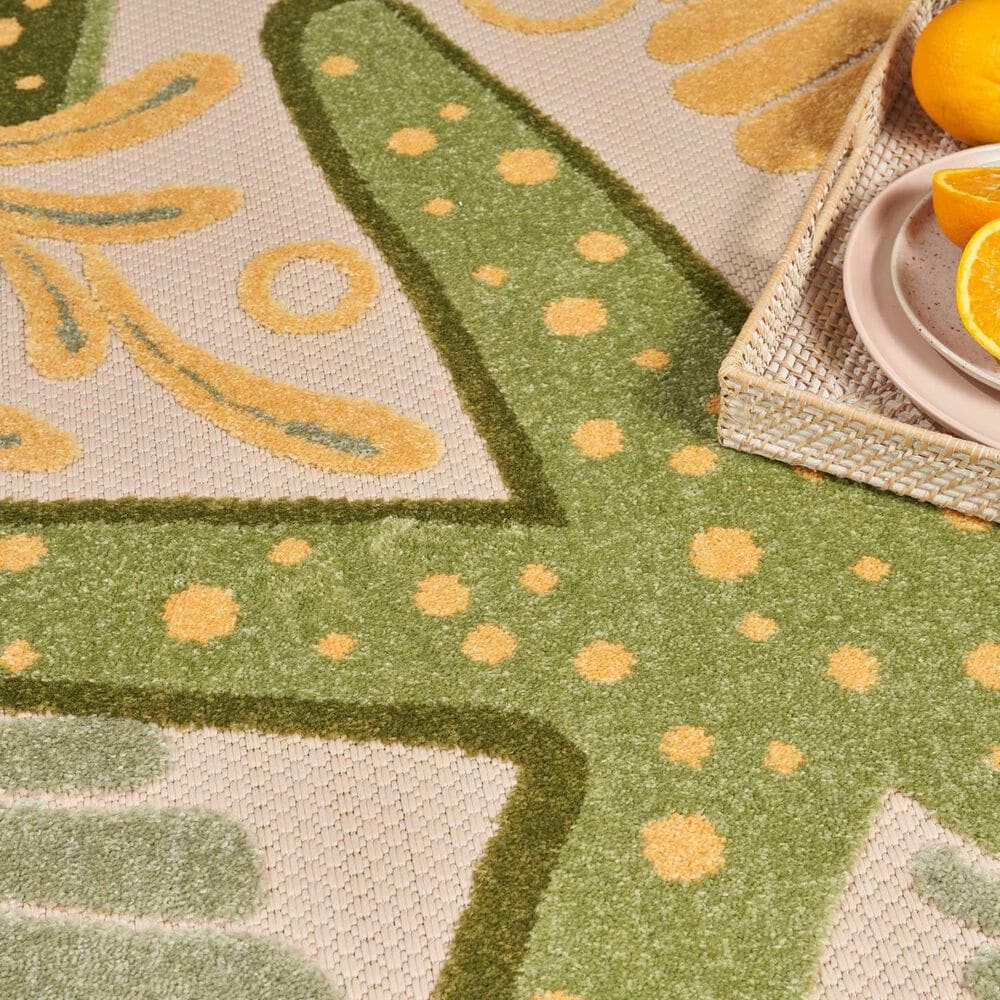 Nourison Aloha 10&#39; x 14&#39; Green and Yellow Indoor/Outdoor Area Rug, , large
