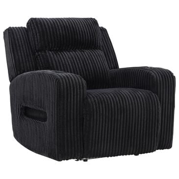 Ashley Forest Lake Power Recliner with Adjustable Headrest in Black Velvet, , large