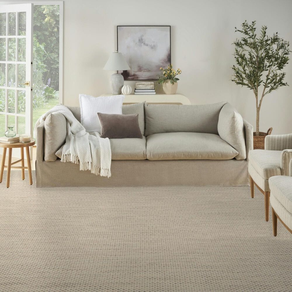 Nourison Courtyard Ivory and Silver 10&#39; x 14&#39; Indoor/Outdoor Area Rug, , large