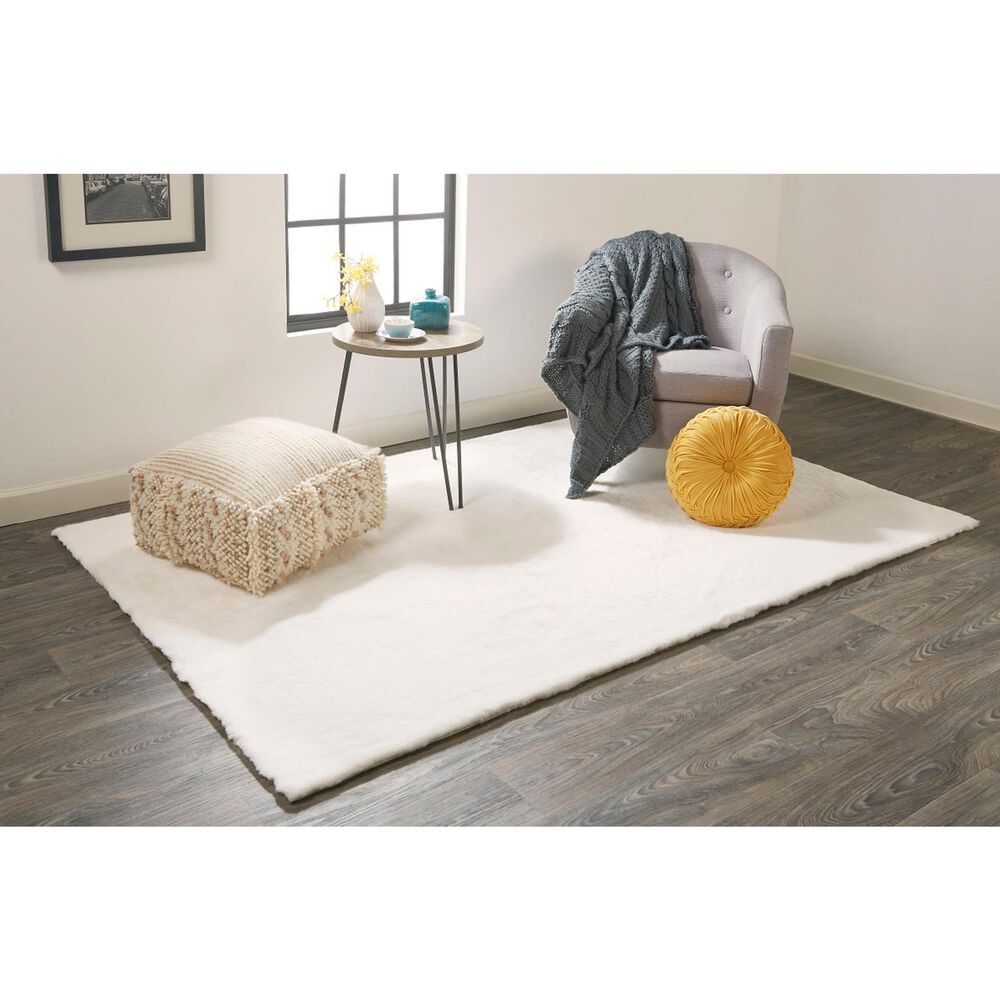 Feizy Luxe Velour White 4&#39; x 6&#39; Area Rug, , large