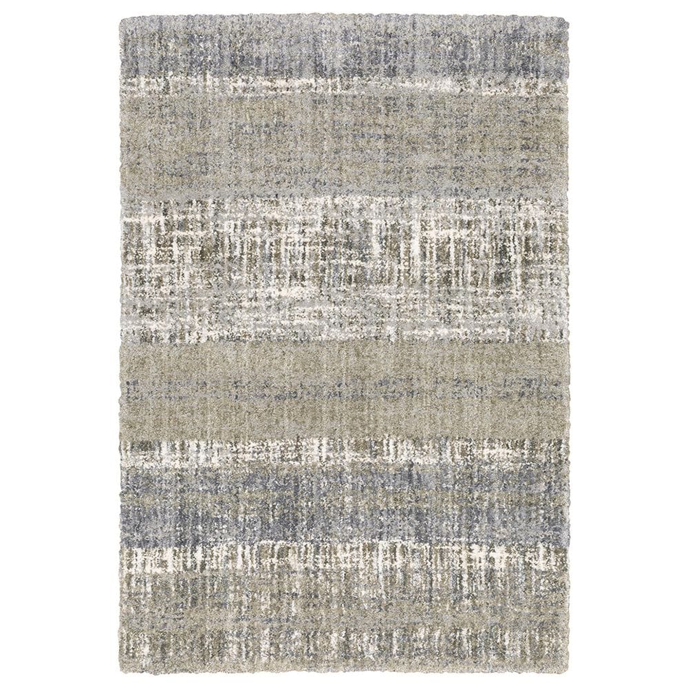 Oriental Weavers Aspen Shag Distressed 530J9 7"10" x 10"10" Gray Area Rug, , large