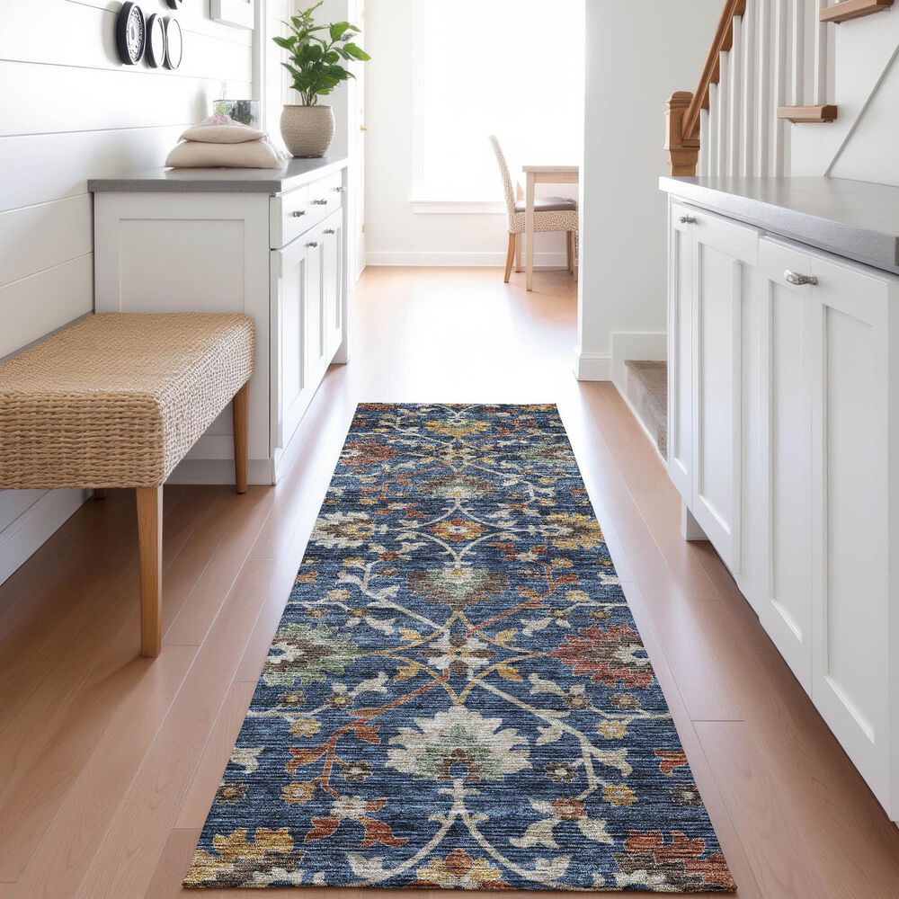 Dalyn Rug Company Silk Road Navy, Copper, Gold, Beige, Sage and Brown 2&#39;3&quot; x 7&#39;6&quot; Runner, , large