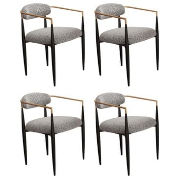 Morden Fort Modern Boucle Arm Chair with Grey Cushion in Black and Gold (Set of 4), , large