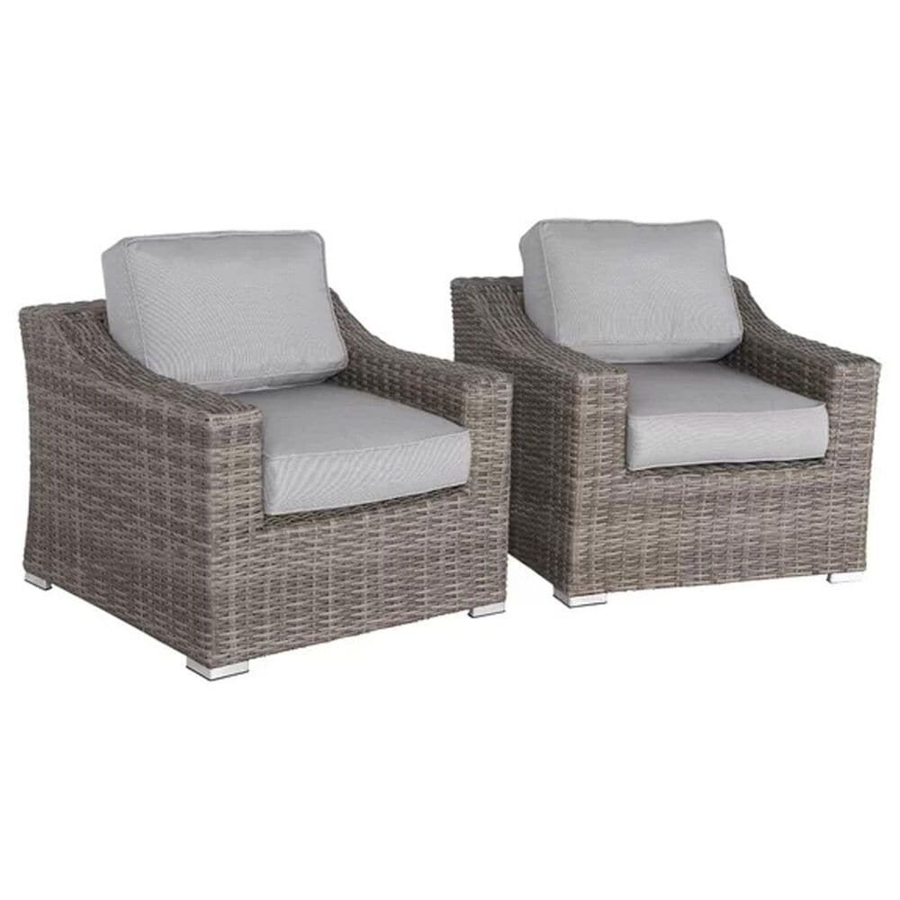 Hearth and Haven Outdoor Wicker Armchair with Curved Armrests in Gray (Set of 2), , large