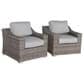 Hearth and Haven Outdoor Wicker Armchair with Curved Armrests in Gray (Set of 2), , large