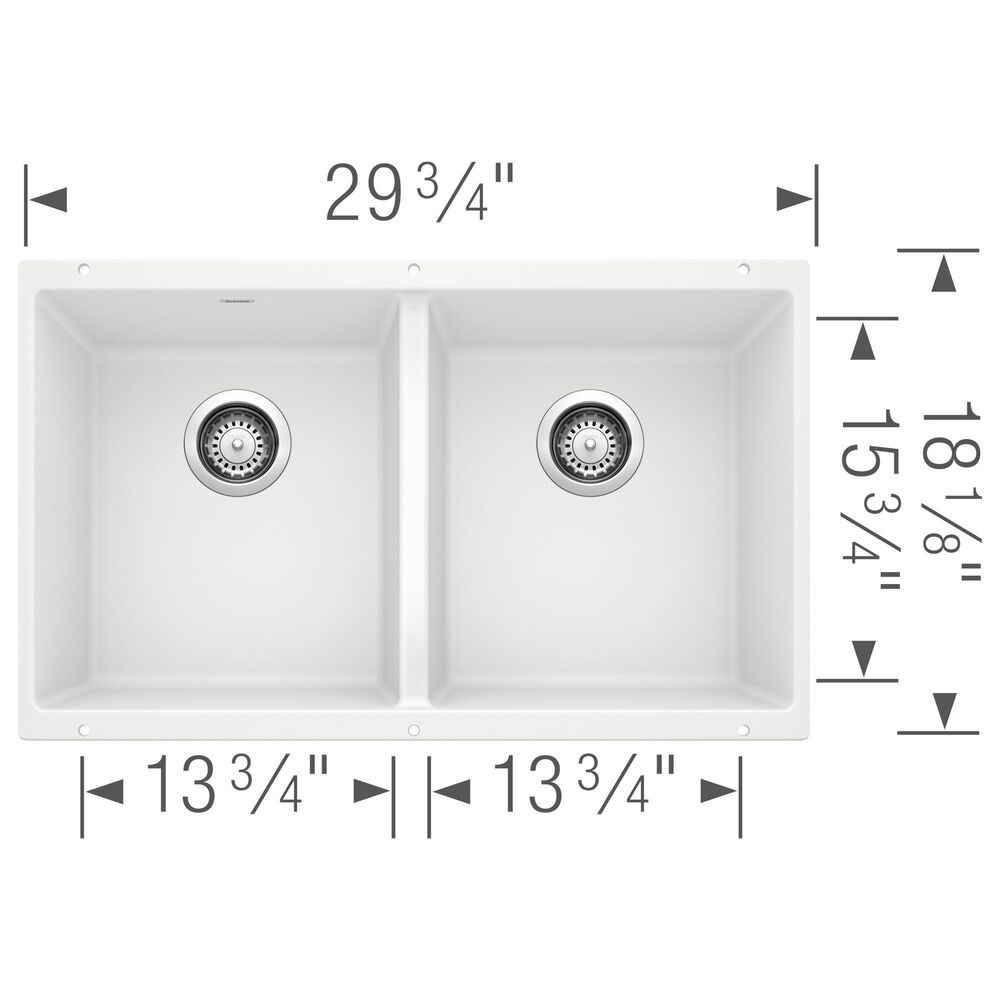 Blanco Precis 30&quot; Equal Double Bowl Kitchen Sink in White, , large