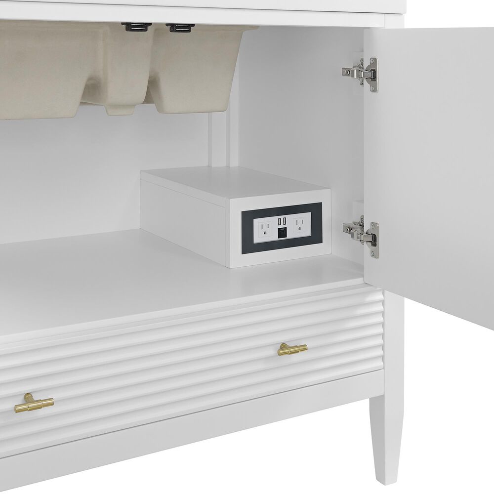 James Martin Vanities Myrrin 36&quot; Vanity in Bright White with 3 cm Victorian Silver Quartz Top, , large