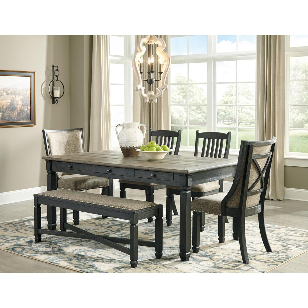 Ashley Tyler Creek 3-Drawer Dining Table in Antique Black and Weathered Oak - Table Only, , large