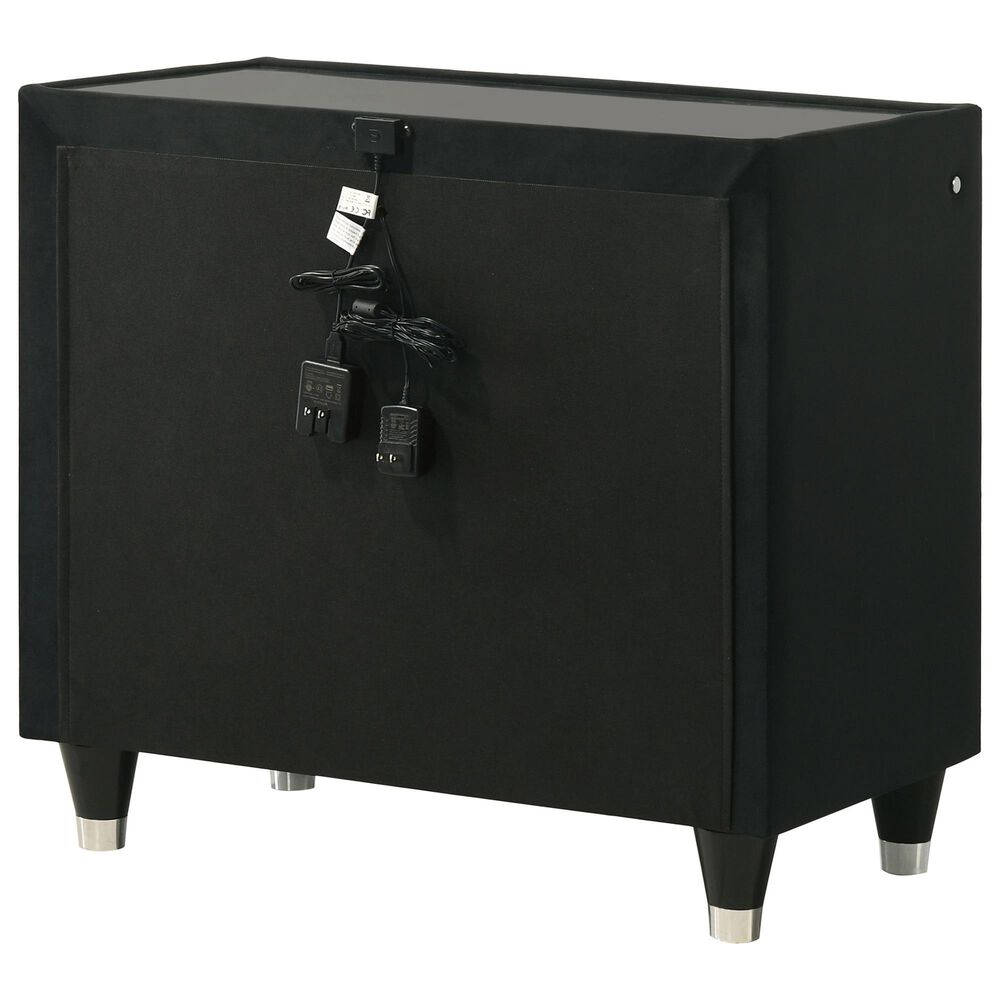 Pacific Landing Lorient 2 Drawer LED Nightstand in Black with AC Outlets and USB Ports, , large