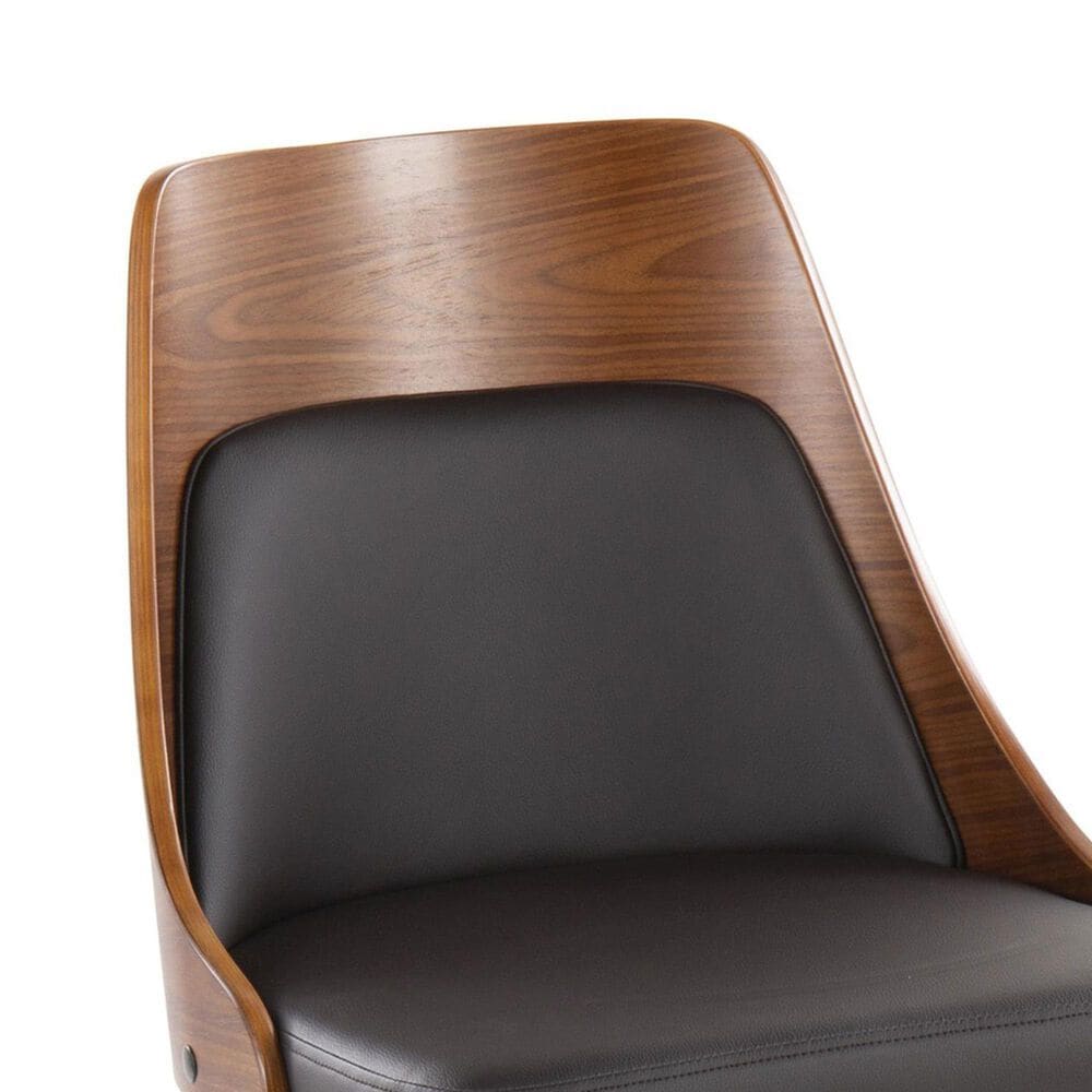 LumiSource Anabelle Side Chair with Brown Faux Leather Cushion in Walnut (Set of 2), , large