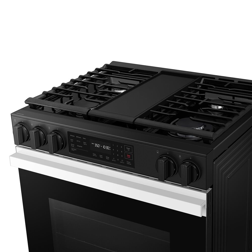Samsung Bespoke Bespoke 6.0 Cu. Ft. Smart Slide-In Gas Range with Auto Conversion and 17K BTU Power Burner in White Glass, , large