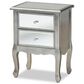 Baxton Studio Leonie 2-Drawer Nightstand in Silver/Mirror, , large